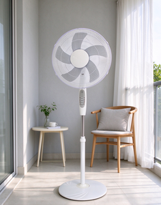 White 5-Blade Pedestal <b>Fan</b> Electric Oscillating Air Cooling with Touch Control - Product Image 3