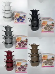 High Quality 10pcs Cookware Set Thickened Cooking Pot Granite Casserole Set Die Casting Aluminum Soup Pot Wholesale