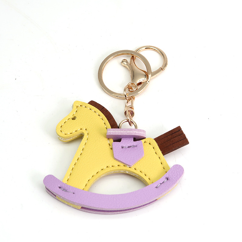 Portachiavi a forma di cavallo in pelle PU per donna Moda Multihued a