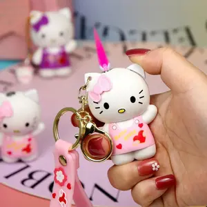 Creatieve 3d Hello Kitty Cartoon Aansteker Navulbare Winddichte Rode Vlam Gasaansteker Met Accessoires