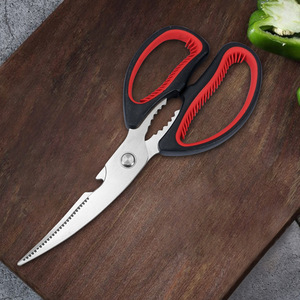<b>Kitchen</b> <b>Scissor</b> Stainless Steel Red And Black Elbow Shape For Home Use Multi Purpose Meat And Vegetable Cutting - Product Image 2