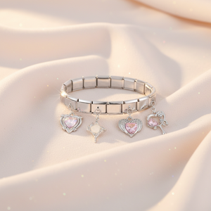 Ciondolo Creativo ed Elegante in Acciaio Inossidabile Elettroplaccato con Pietra Naturale, Bracciale con Charm Italiano Fai-da-Te per Gioielli Vintage - Product Image 1