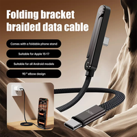 Câble USB C vers USB C 240W 5FT, câble Type C invisible avec support de téléphone, câble USBC pliable en forme de T avec angle de 90° ° Support d'angle inclinable