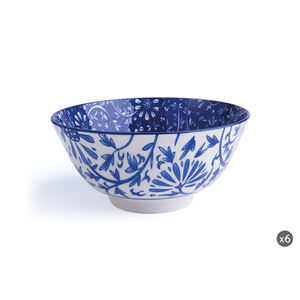 Set di 6 Ciotole Excelsa in Porcellana Orientale 16xH7x16 Cm Blu e Bianco - Product Image 3