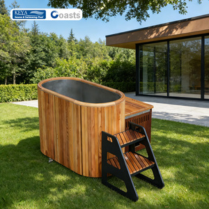 <span class=keywords><strong>Bain</strong></span> froid extérieur en cèdre rouge de style moderne pour la récupération et le bien-être, avec refroidisseur - Product Image 1