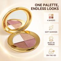 Palette de maquillage vegan 4 couleurs en gros, poudre illuminatrice haute pigmentation pour le visage, cosmétique à marque privée, illuminateur scintillant personnalisé
