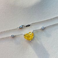 Collar de plata de ley 925 chapado en oro para mujer, joyería, corazón, diamante, envío directo