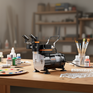 Kit de aerógrafo de doble acción con compresor de alimentación por gravedad para manualidades y decoración de uñas - Product Image 2