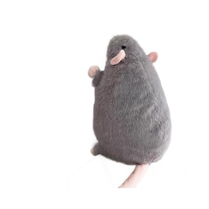 Almohada de peluche de conejito de Guinea, juguete de peluche suave para niños y adultos, regalo unisex a partir de 14 años, color gris con orejas y cola rosas - Product Image 5