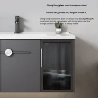 Ensemble de meubles de salle de bain en aluminium miroir avec finition laquée LED imperméable moderne, lavabo en céramique, design mural pour la maison et l'hôtel