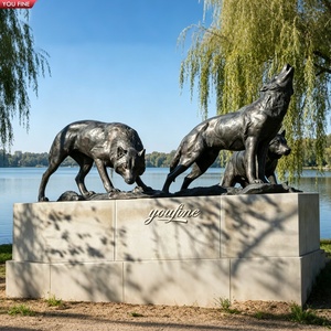 YOUFINE Statua di un caccio di lupi in bronzo a <span class=keywords><strong>grandezza</strong></span> naturale con dettagli realistici per piazze all'aperto - Product Image 1