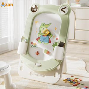 Chevalet de dessin pour enfants réglable en hauteur, tableau magnétique LCD double face avec blocs et tabouret – Vente en gros pour usines de jouets - Product Image 1