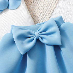 Pakaian Musim Panas Anak Perempuan Baru, Kaos Lengan Pendek Kerah Bulat Motif Bunga 3D dan Rok, Set Pakaian Anak 2 Potong - Product Image 6