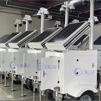 Remorque solaire mobile CCTV avec mât de levage de 4,2 m, panneau solaire de 300 W, batterie au lithium de 200 Ah pour la surveillance de la sécurité sur les chantiers de construction