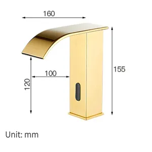 Bacia torneira automática 2 em 1, sensor dourado, torneira para banheiro sem toque, sensor de água, torneira