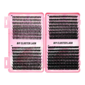 Kit <span class=keywords><strong>de</strong></span> <span class=keywords><strong>cils</strong></span> en grappe DIY faits main, fausse fourrure <span class=keywords><strong>de</strong></span> vison PBT, volume méga 10D-20D, grande capacité 30P 40P 60P 80P, avec colle - Product Image 2