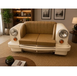 Canapé en cuir d'inspiration automobile vintage avec design de phares classiques pour salon, hôtel, club, décoration intérieure de la maison - Product Image 1