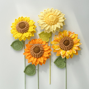Bouquet de fleurs au crochet <span class=keywords><strong>tournesol</strong></span> fait main en gros pour la Fête des Mères et la Saint-Valentin – USA - Product Image 2
