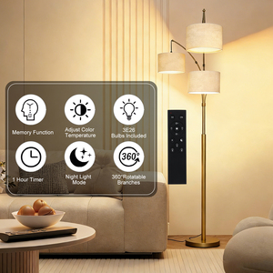 Lámpara de Pie LED de Arco Regulable con 3 Bombillas, Base Pesada, Estilo Mid-Century, Acero Inoxidable, CRI 90, para Dormitorio u Oficina - Product Image 3