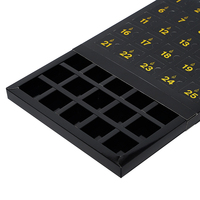 Individuelles Logo 24-Tage Schwarzer Adventskalender Geschenkbox Hochwertiger Schokoladen-Weihnachtskalender mit Goldfolie Matt-Laminierung