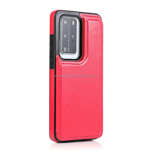 Ốp Lưng Nhiều Góc Nhìn Hai Nút Màu Trơn Cho Huawei P30 P40 Pro Ốp Chống Sốc Khe Cắm Thẻ Có Chân Chống Cho P30 P40 Lite - Product Image 3