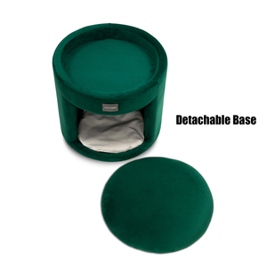 Tabouret de rangement multifonctionnel en laine unie personnalisé pour humains et animaux domestiques, lit-caverne moderne amovible et lavable de luxe pour chiens et chats - Product Image 6