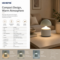Lampe de table LED rechargeable mini champignon à commande tactile, 3 modes de couleur, intensité réglable, pour chevet et bureau