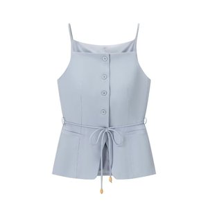 SHENZHU 女式两件套，无袖纽扣吊带背心+高腰阔腿裤，休闲办公套装 - Product Image 5