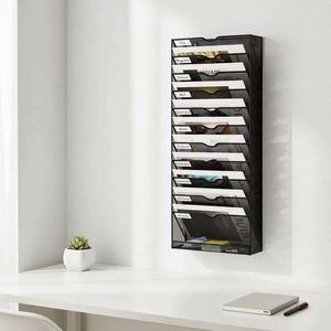 12 Pockets <b>Mesh</b> Hanging Wall File Holder Metal Wall File Organizer Hanging File Organizer Wall Mounted Office Mail Organizer - Product Image 4