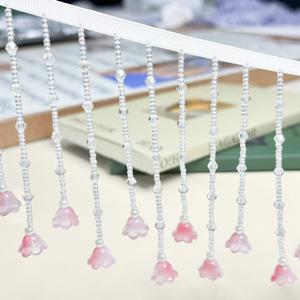 Passamaneria in Pizzo con Perline e Nappine a <span class=keywords><strong>Rosa</strong></span> per Abiti, Decorazioni Nuziali, Arredamento Casa, Fai <span class=keywords><strong>da</strong></span> Te e Artigianato - Product Image 3