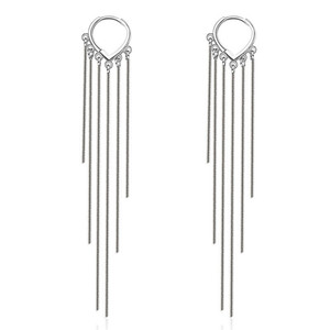 Pendientes de mujer con aguja de plata S925, pendientes elegantes de borla larga, pendientes minimalistas y elegantes para enhebrar las orejas - Product Image 6