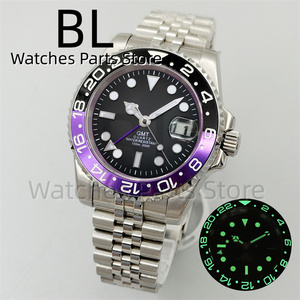 BLIGER 40mm <span class=keywords><strong>GMT</strong></span> Reloj para hombre Bisel de cerámica Cristal de zafiro Esfera luminosa 10Bar Cristal de zafiro resistente al agua Acero inoxidable Glideclas - Product Image 2