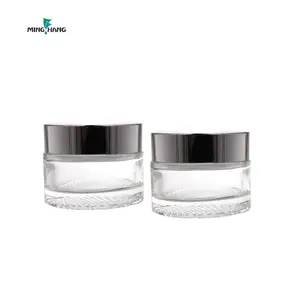 Manufactory Direct Cosmetische Containers 50G Glazen Pot Met Zwarte Aluminium Dop Zalfpotje