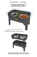Bols surélevés pour chiens à alimentation lente, réglables sur 4 hauteurs, en acier inoxydable, avec support surélevé, station d'alimentation et d'eau 2-en-1 à deux niveaux pour animaux de compagnie