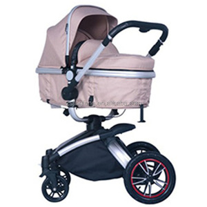 Passeggino 3-in-1 in Metallo e Pelle PU, Pieghevole, con Culla Alta e Seggiolino Auto, Combo da Viaggio per Neonati - Product Image 4