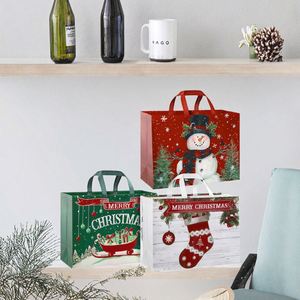 12 Pack Extra <b>Large</b> Reusable Non-Woven Christmas Gift Bags Handles <b>Santa</b> & Reindeer Design Party Favor Supplies No Closure - Product Image 2