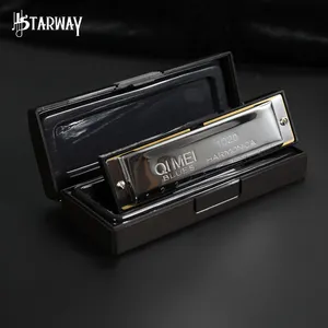 QiMEI 스테인레스 스틸 10 홀 블루스 하프 C Diatonic harmonica 악기 초보자