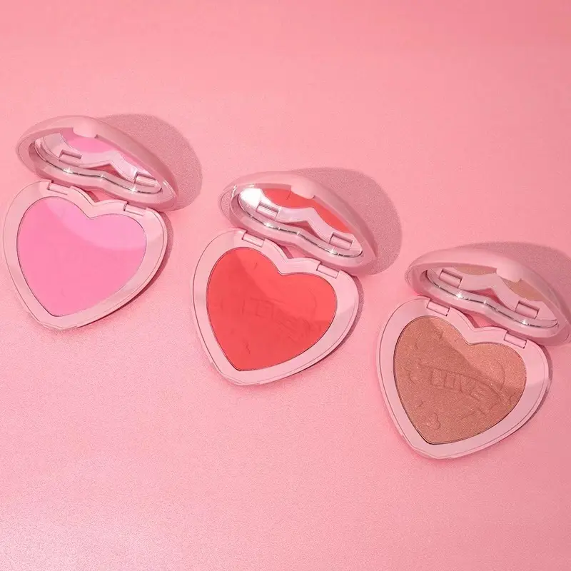 Commercio all'ingrosso 6 colori trucco Blush personalizzato 2023 Private Label fard cosmetico a forma di cuore rosa Blush