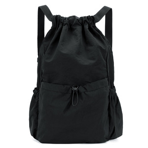 <b>Drawstring</b> <b>Backpack</b> Unisex Lightweight Large Capacity Waterproof Solid Color Outdoor Sports Bag Everyday Use Foldable - Product Image 5