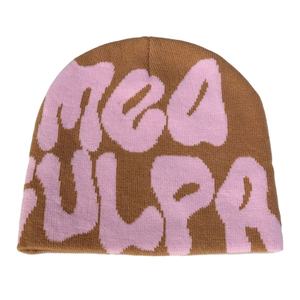 Bonnet unisexe personnalisé en jacquard, tricoté en acrylique, style Y2K, avec logo imprimé sur toute la surface, broderie 3D, style personnage, vente en gros - Product Image 4