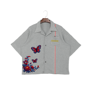 可定制男士短袖t恤华夫饼干针织面料拼接刺绣100% 棉厂家直销 - Product Image 3