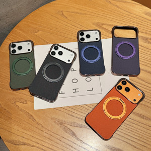 <span class=keywords><strong>Funda</strong></span> de Lujo con Marco Electrochapado y Cubierta de Tela Tejida, Soporte de Anillo Giratorio 360°, Carga Inalámbrica Magnética para <span class=keywords><strong>iPhone</strong></span> 17 Pro Max 16 - Product Image 2