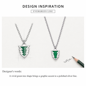 Collar con Colgante de Árbol Verde, Acero Inoxidable, Tono Plateado, Cadena de Caja de 400 mm + Extensor de 50 mm, Joyería Unisex para Uso Diario - Product Image 4