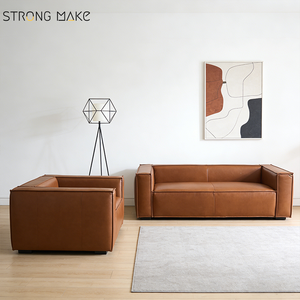 Muebles de Salón, Sofá Chesterfield Clásico de 3 Plazas en Tela y Cuero Sintético para el Hogar - Product Image 1