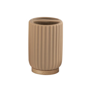 Ensemble de salle de bain en céramique de luxe 5 pièces avec rayures verticales comprenant un distributeur de <span class=keywords><strong>savon</strong></span> <span class=keywords><strong>porte</strong></span>-brosse à dents <span class=keywords><strong>porte</strong></span>-brosse de toilette - Product Image 4