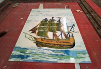Stein-Wasserstrahl-Medaillon-Teppich aus Marmor