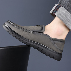 Men's Loafers Leather Round Toe Slip-On <b>Soft</b> Rubber Sole Autumn Casual Driving <b>Shoes</b> - Product Image 3