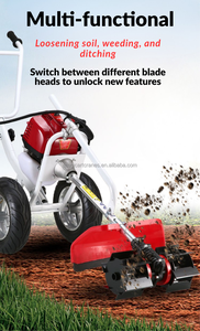 Tondeuse à gazon à essence à moteur 4 temps avec coupe d'herbe efficace et plateau en acier renforcé, débroussailleuse à essence - Product Image 4