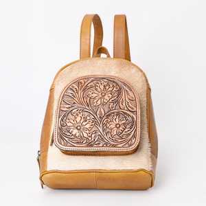 Venta caliente Vintage estilo occidental mochila de mujer de piel de vaca Hairon Tooled cuero con bordado decoración cierre de cremallera - Product Image 4