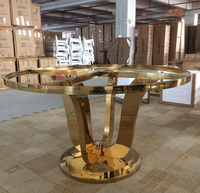 Luxus Marmorplatte Esstisch Gold & Silber Edelstahl Basis Runder Esstisch Mit Plattenspieler Esszimmer Esstisch